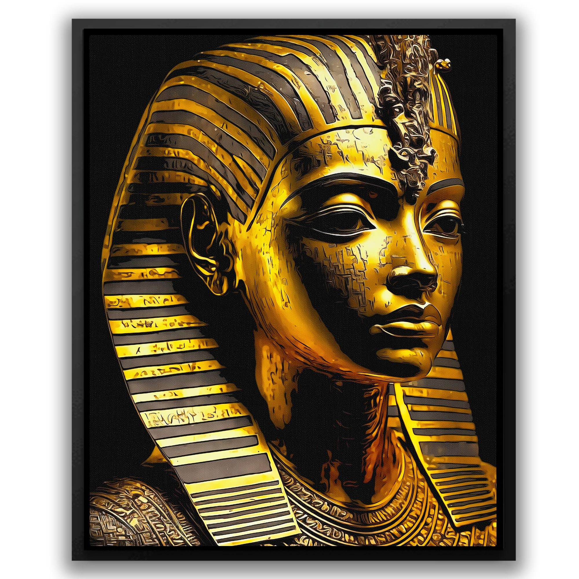 Egyptian Pharaoh Queen Canvas Print - Black and Gold Art Decor - Etsy