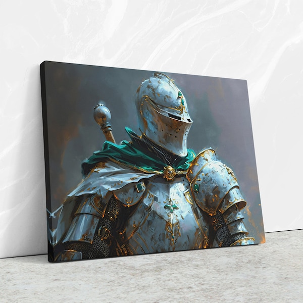 King's Guard Art | Gallant Knight Armor Print | Medieval Warrior Canvas | Historical Protector Decor