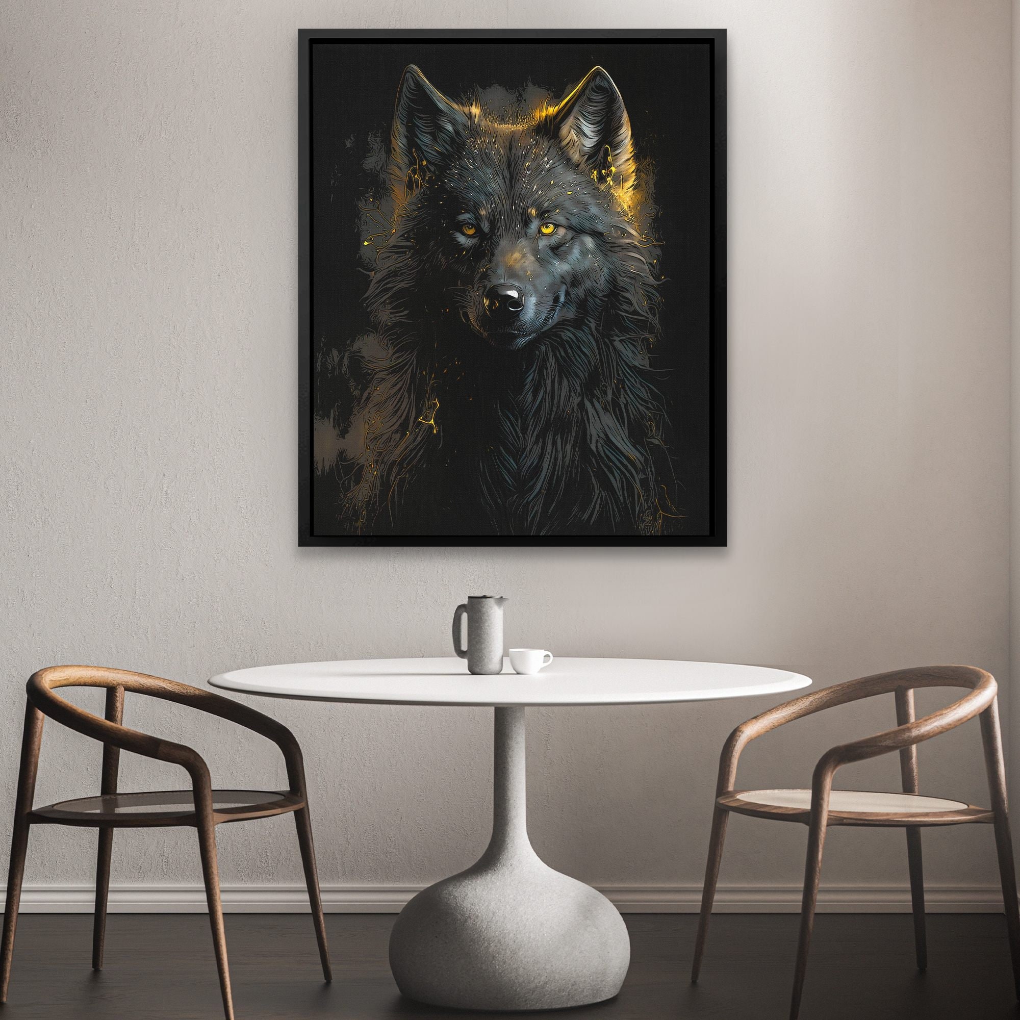 Black Wolf Canvas Print - Animal Wall Art - Etsy