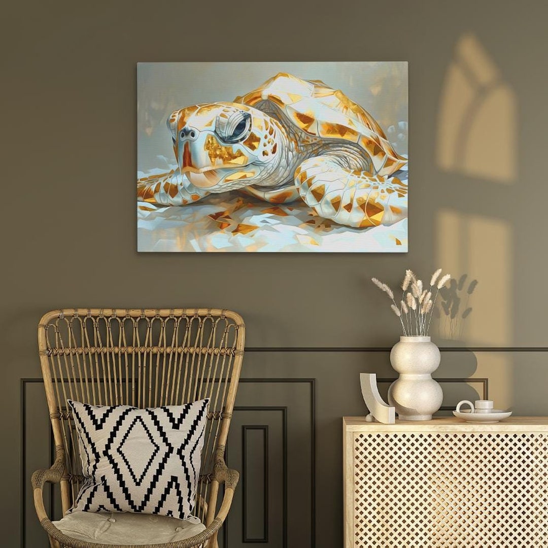 Albino Turtle Canvas Wall Art White Gold Turtle Lover Gift - Etsy