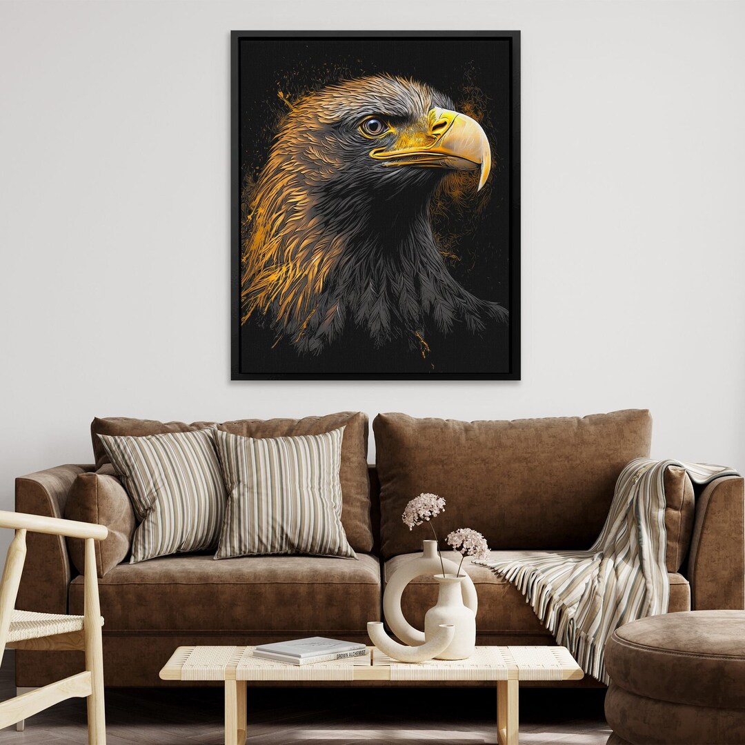 Bald Eagle Extra Large Wall Art Black and Gold Bird Wall Art Print Etsy