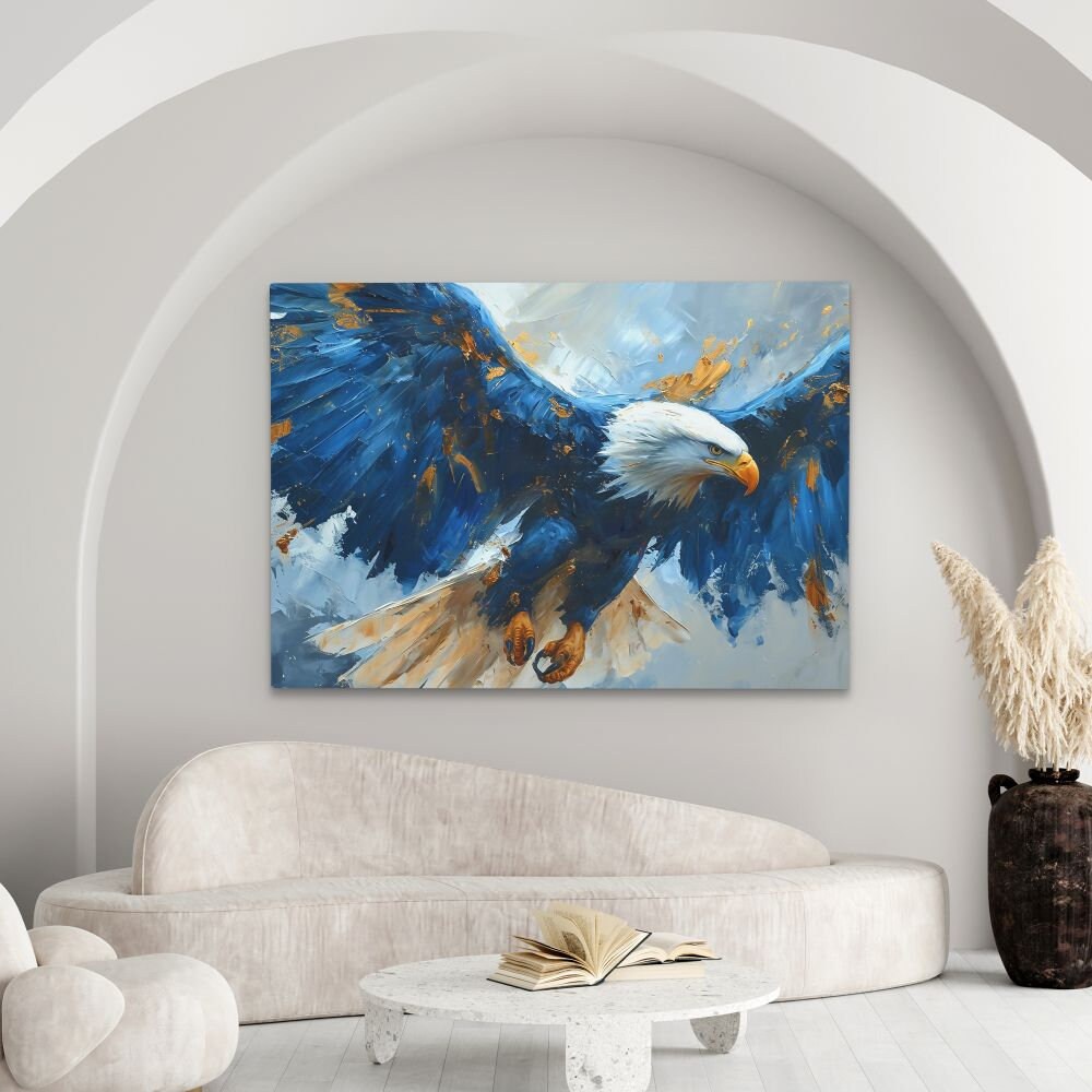 Blue Eagle Flying Canvas Print – Majestic Wildlife Wall Art - Etsy