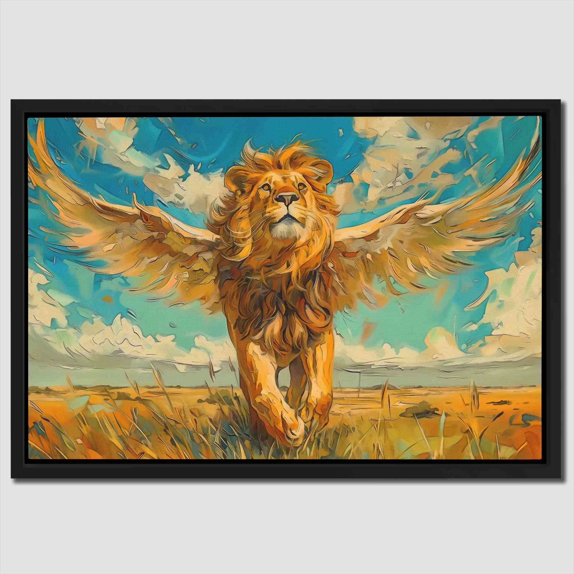 Winged Lion Canvas | Mythical Creature Art Print | Inspirational Animal ...