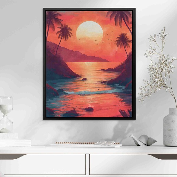 Dream of the Ocean Art Print | Seaside Sunset Canvas | Coastal Wall Decor