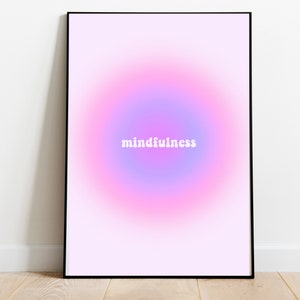 Mindfulness Pink and Orange Gradient Aura Poster, Digital Download Print, Aura Poster, Aesthetic/Groovy/Trendy Art Poster