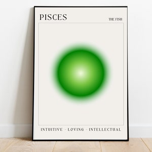 Pisces Astrology Aura Poster, Horoscope Zodiac Poster, Digital Download, Star Sign Gradient Zodiac Colorful Abstract Trendy Wall Art