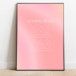 Positive Affirmations Wall Art, Daily Affirmation Poster, Words of Affirmation Room Decor, Aesthetic/Groovy/Vibrant/Trendy Gradient Aura Art