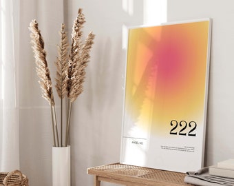 222 Angel Number Gradient Poster: Trendy Wall Art (Digital Download)