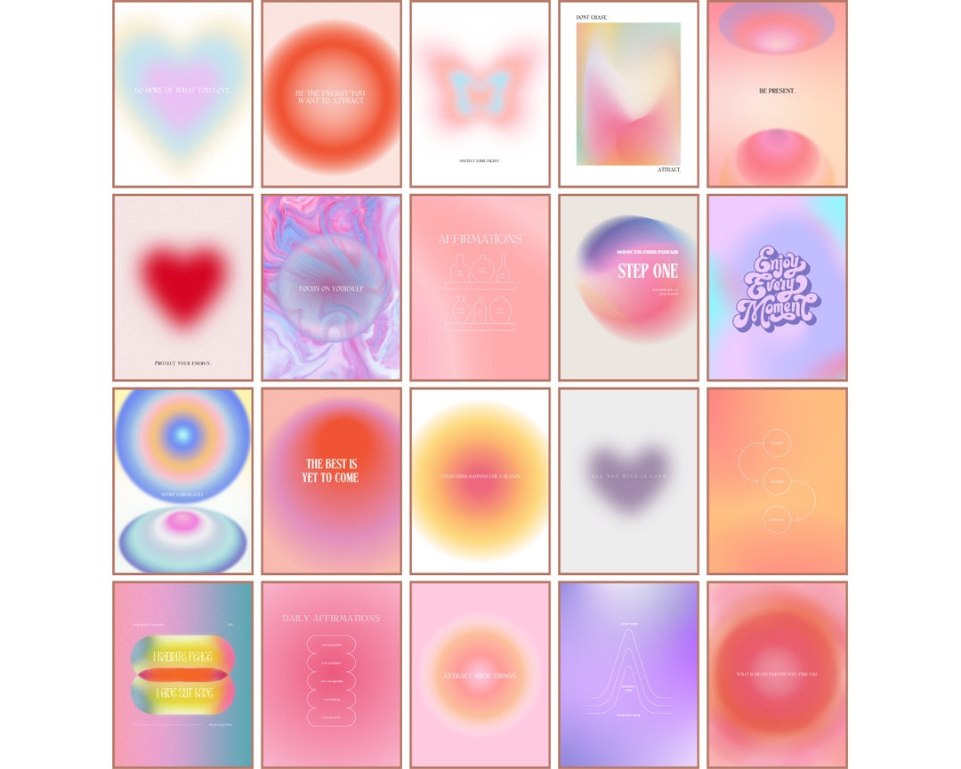 Gallery Wall Set of 20 Art Prints Dorm Decor Positive Affirmation Wall