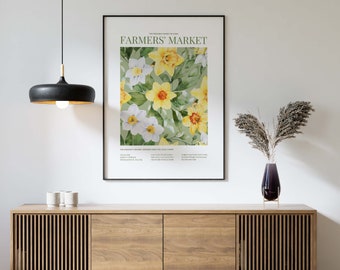 Farmers Market Floral Poster, Aesthetic Wall Art (Digital Download)