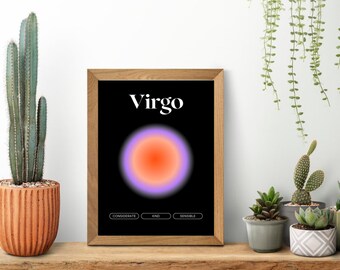 Poster Maagd-astrologieaura: trendy muurkunst met kleurverloop (digitale download)