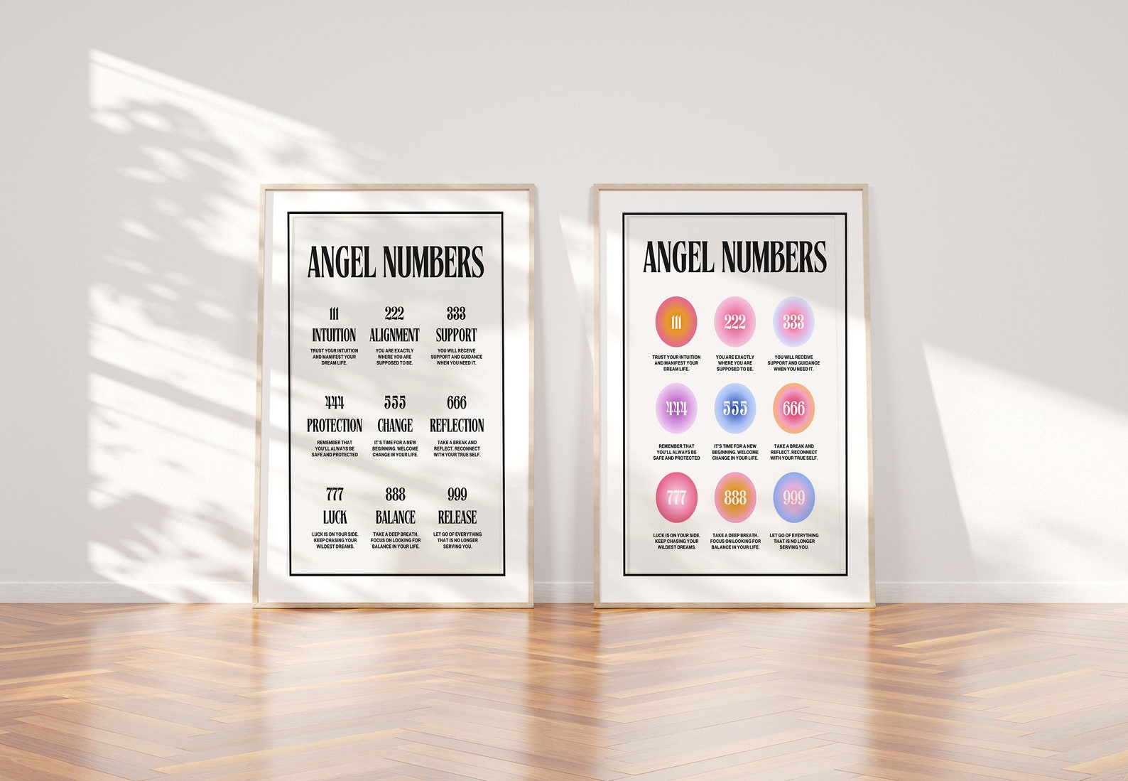 128 Sign Set of 2 Angel Number Meanings Aura Spiritual Posters Aesthetic Wall ...