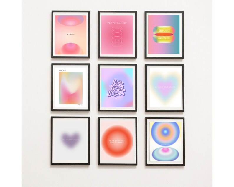 Gallery Wall Set of 20 Art Prints Dorm Decor Positive Affirmation Wall