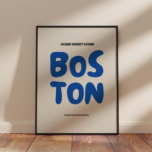 BOSTON Typography Retro Home Sweet Home Wall Art Poster