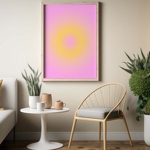 Colorful Gradient Blurry Wall Art | Printable Gradient Wall Art | Digital Download Aura Poster Art | Aesthetic Glowing Print Art Yellow Pink