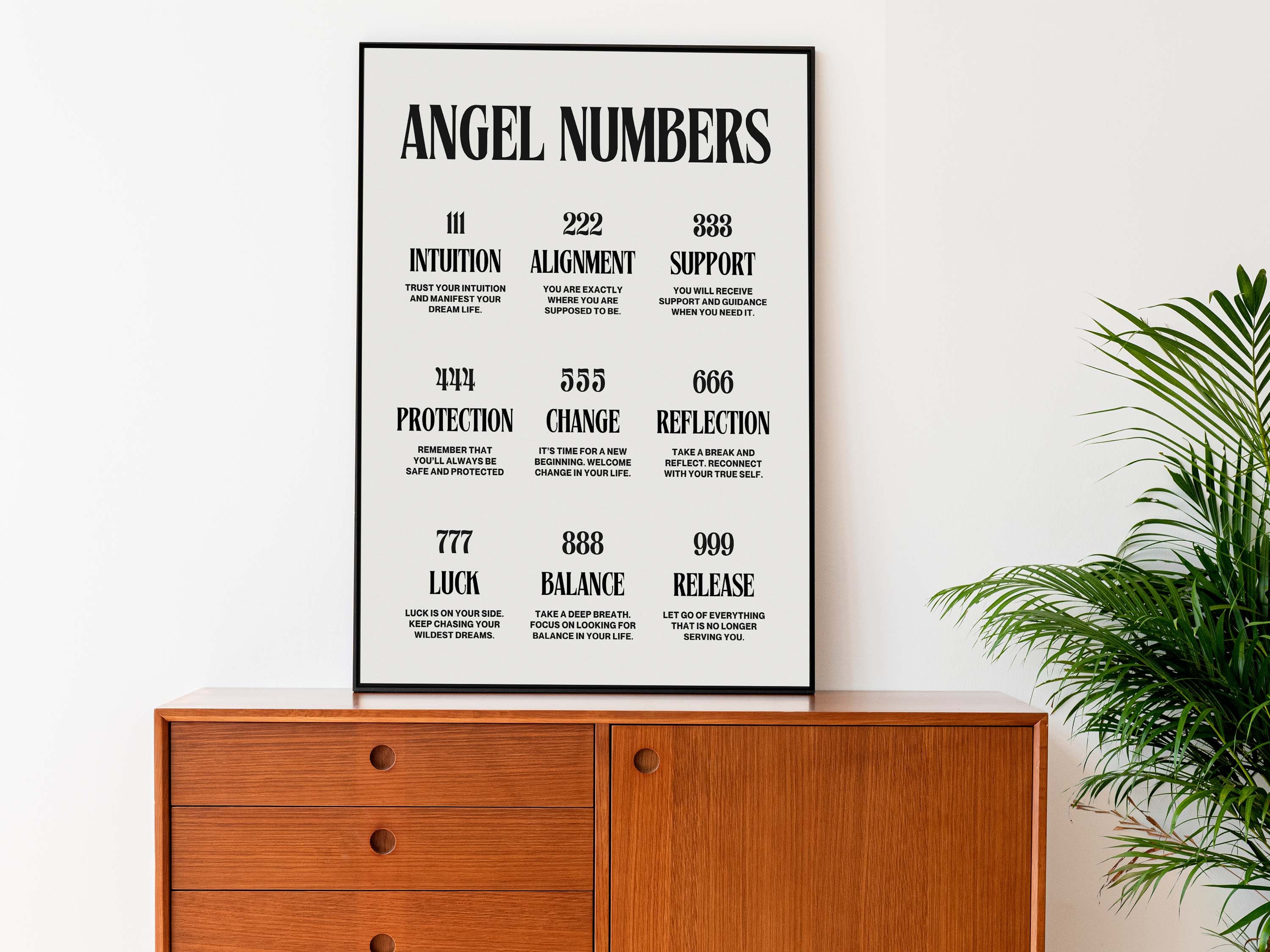 Angel Number Poster | 111, 222, 333, 444, 555, 666, 777, 888, 999 ...