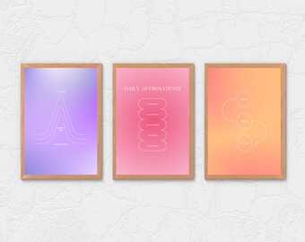 Positive Affirmationen Print Set: Trendige Farbverlauf Aura Kunst (Digitaler Download)