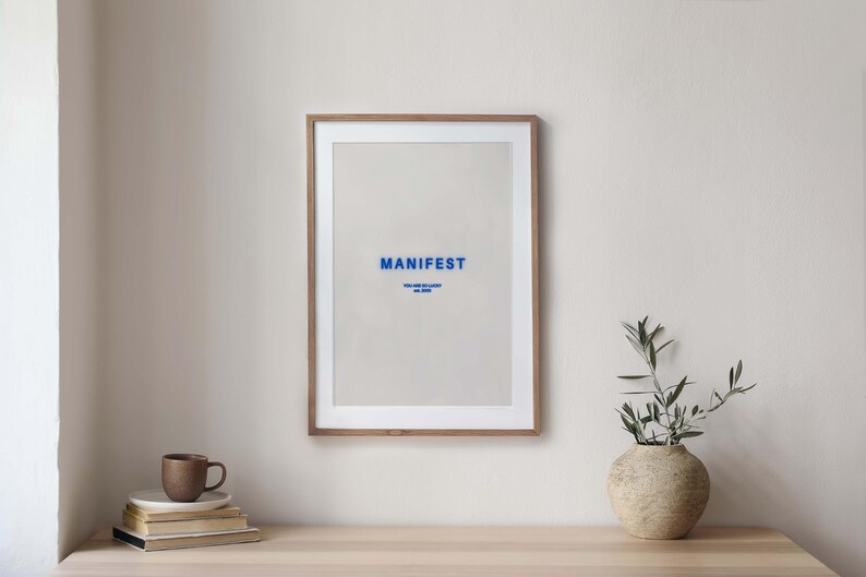 MANIFEST Blue Typography You Are so Lucky Poster Trendy Affirmation Wall Art Digital Download - Etsy