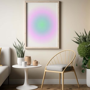 Green and Pink Gradient Blurry Wall Art | Printable Gradient Wall Art | Digital Download Aura Poster Art | Aesthetic Glowing Print Art