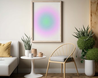 Farbverlauf Aura Art Print: Grün und Pink Abstrakt (Digitaler Download)