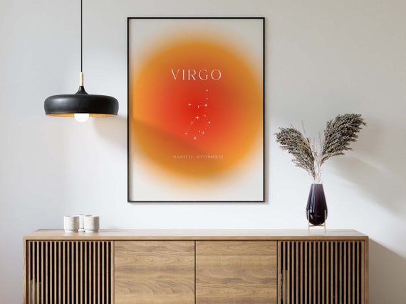 Virgo Astrology Poster: Orange Gradient Aura Art (Digital Download)