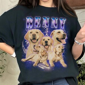 Custom Pet Portrait Shirt Gift, personalized pet Tee present, vintage 90's style pet T-Shirt, retro pet tshirt, cat and dog short sleeve top