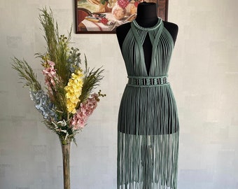 Macrame dress Olympos, handmade dress, festival costume, party dress, boho dress, festival dress, beach dress