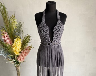 Macrame dress Lykia, handmade dress, festival costume, party dress, boho dress, festival dress, beach dress, photoshoot dress, yarn dress