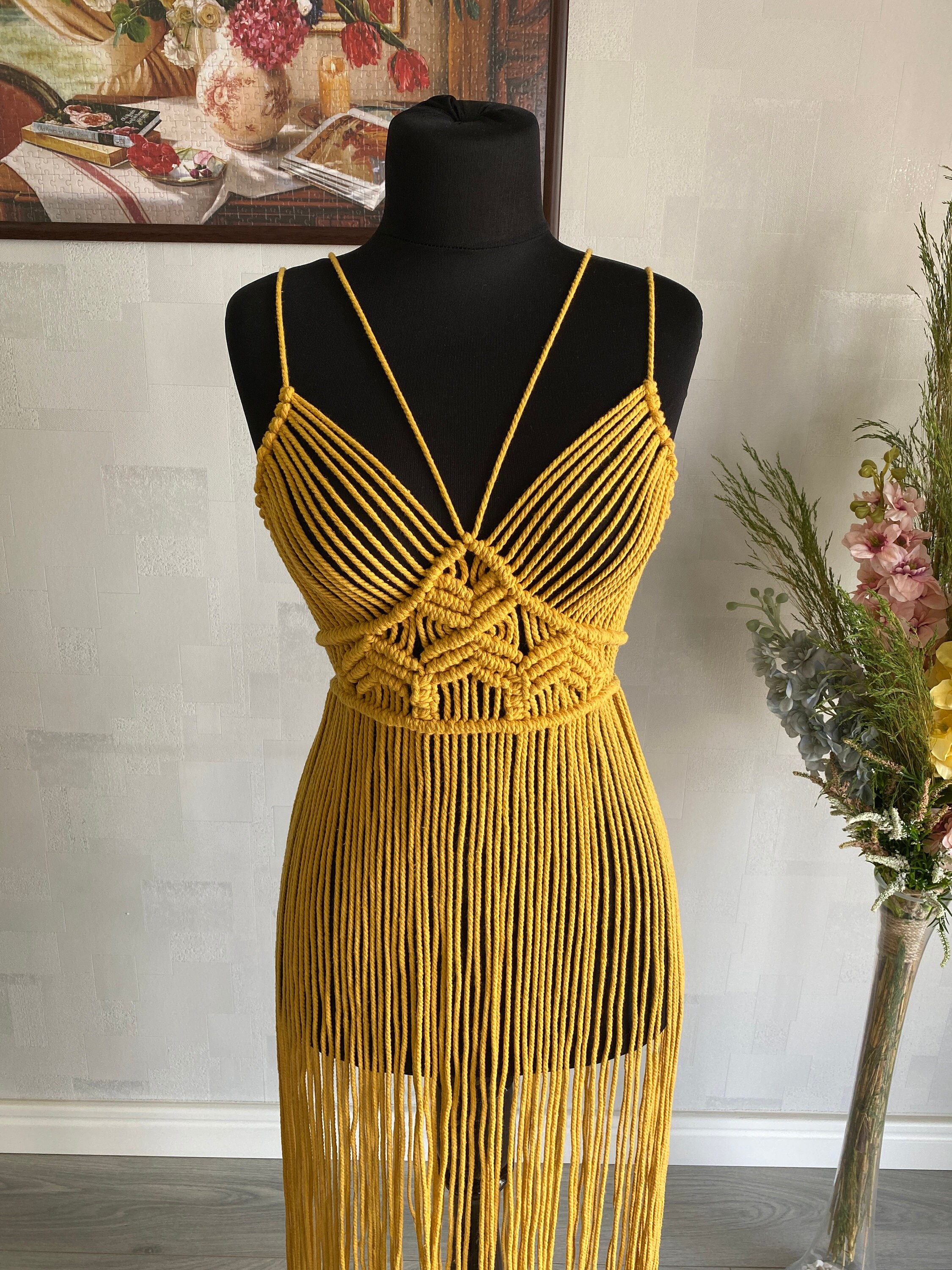 Macrame dress macrame handmade dress festival costume Etsy