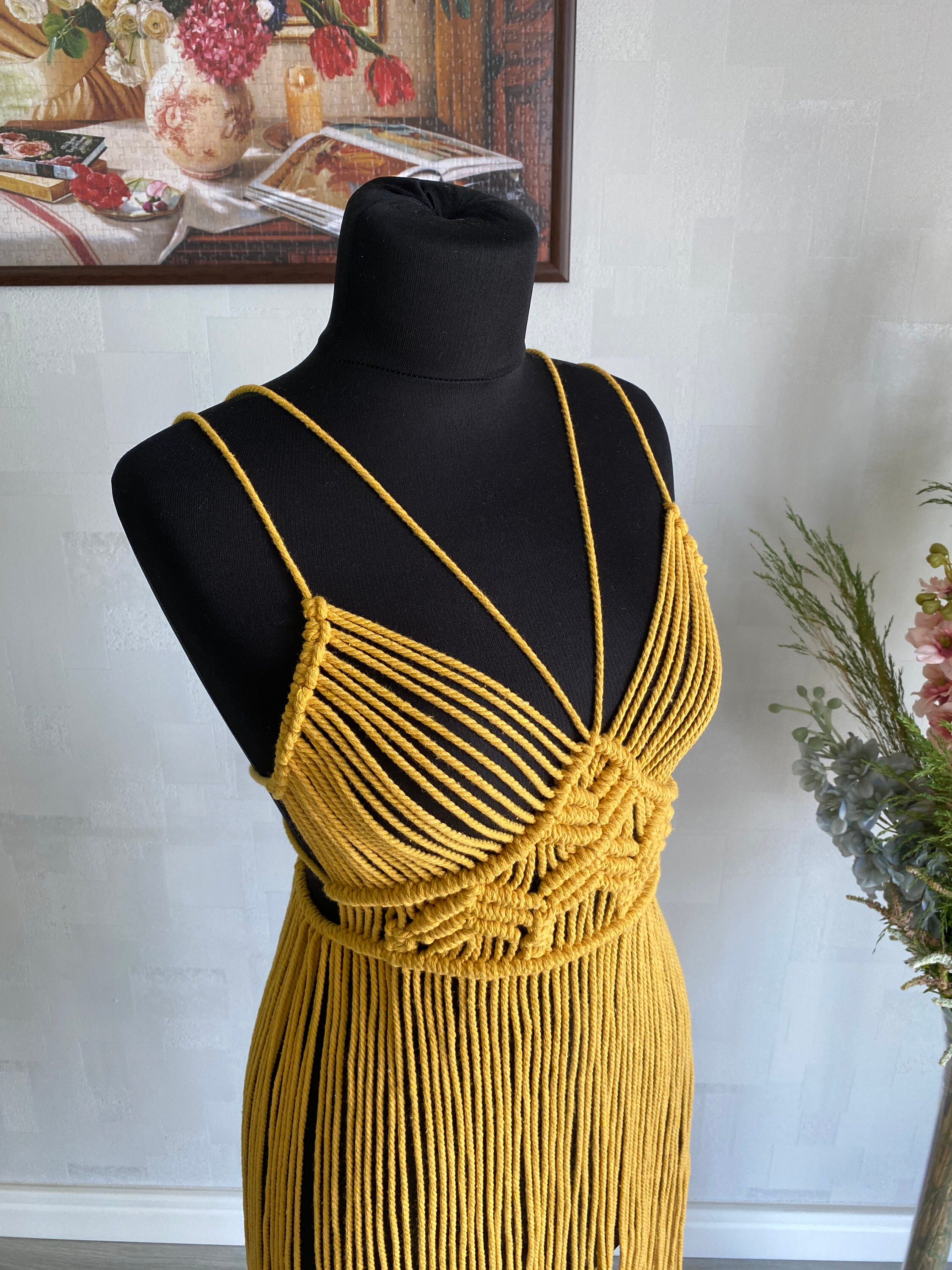 Macrame dress macrame handmade dress festival costume Etsy