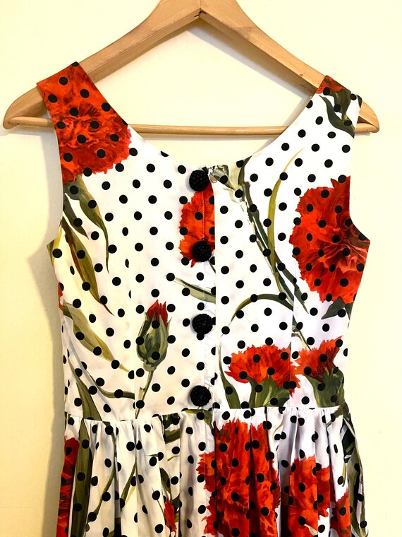 Dolce & Gabbana Polkadot Carnation Sun Dress Size 40 US 6
