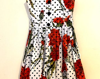 Dolce & Gabbana Polkadot Carnation Sun Dress Size 40 US 6
