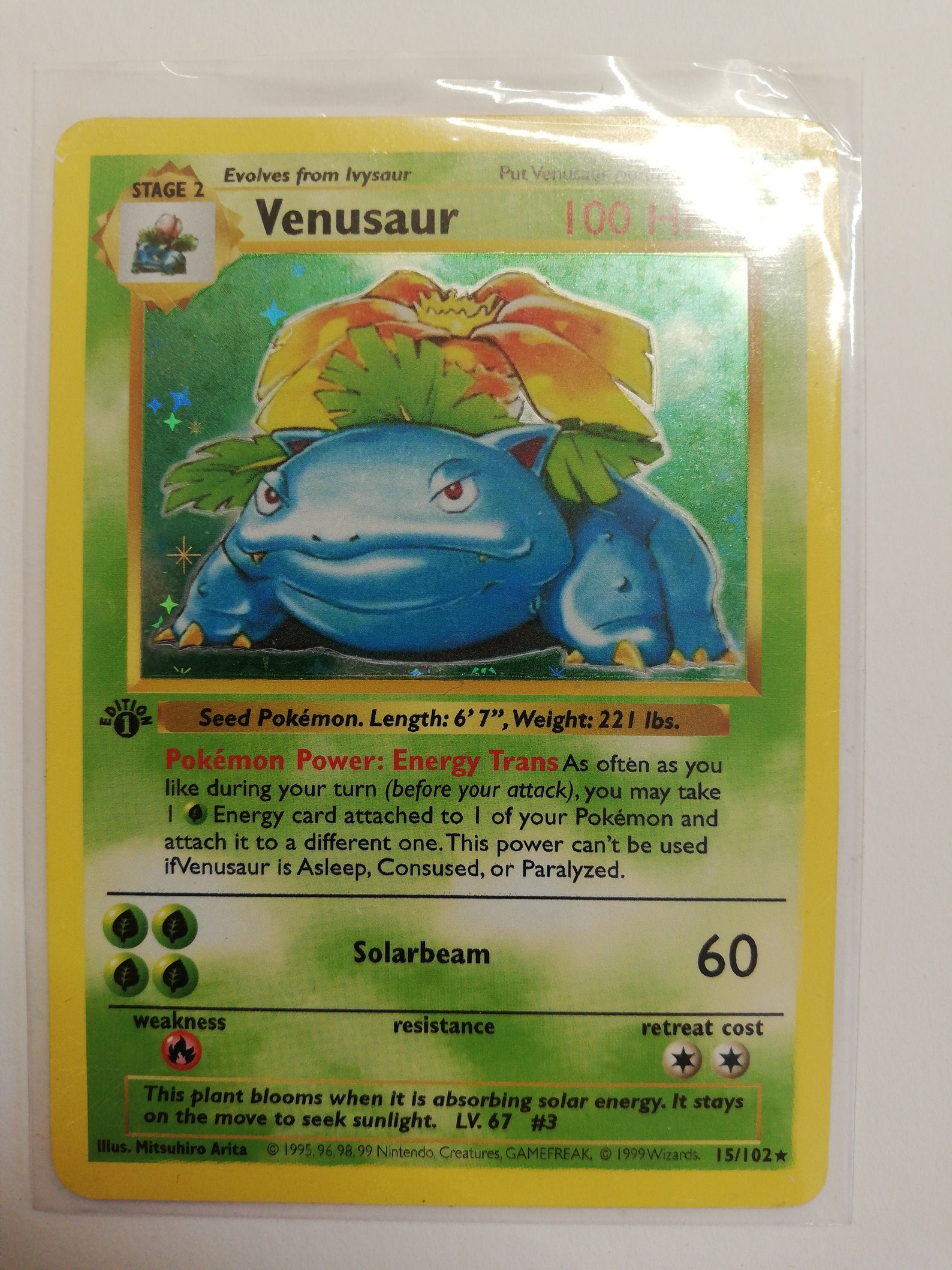 Holo Venusaur 15/102 First Edition of Base Set proxy with Etsy