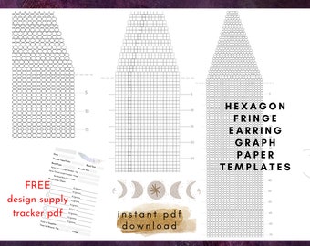 Double Brick Stitch Fringe  Earring Graph Paper Template for Delica and Seed Bead PDF Download with FREE Supply Tracker Sheet