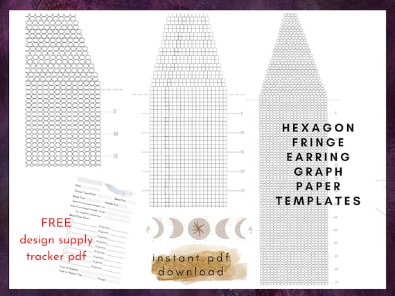 Double Brick Stitch Fringe Earring Graph Paper Template for Delica