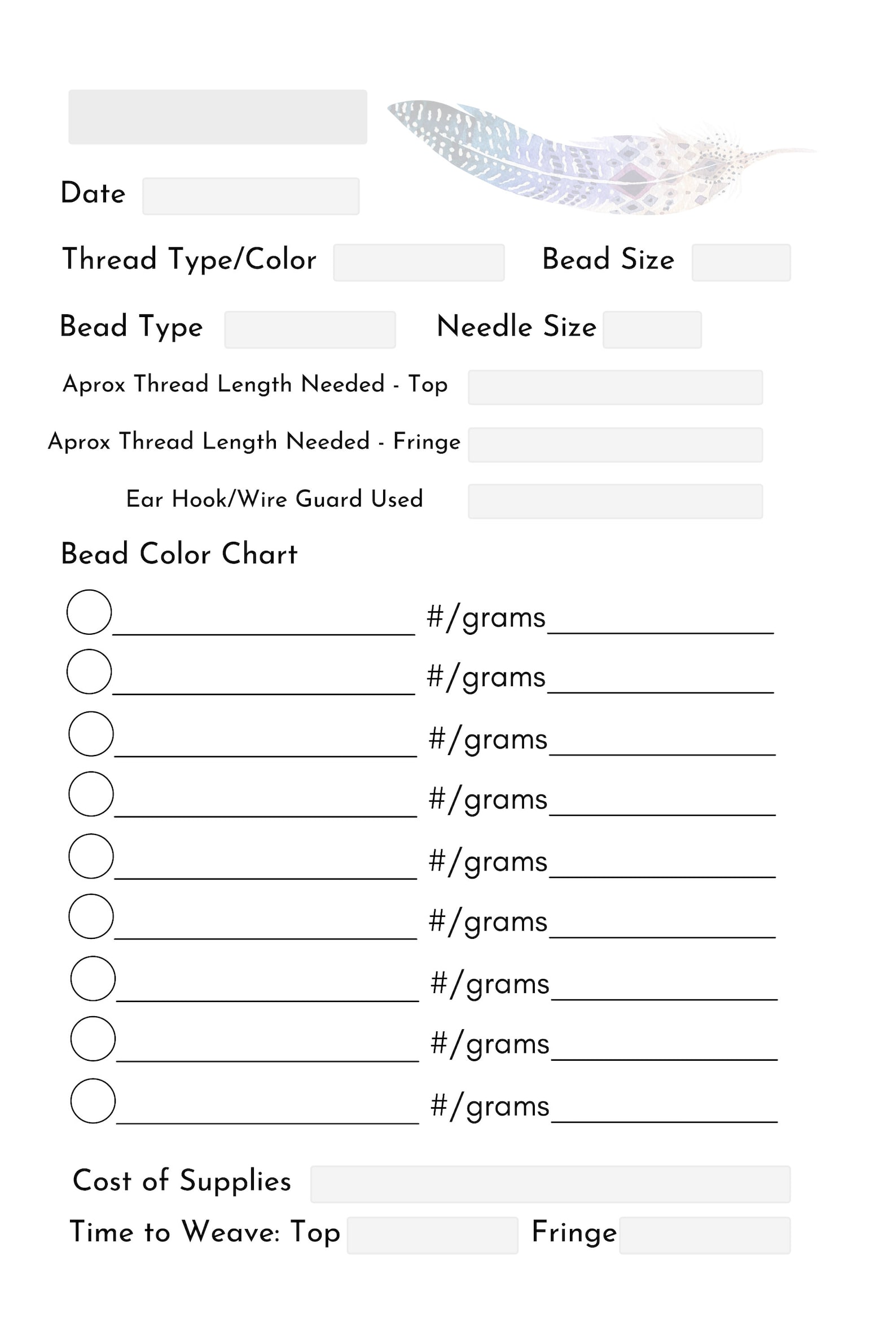 Double Brick Stitch Fringe Earring Graph Paper Template for Delica and