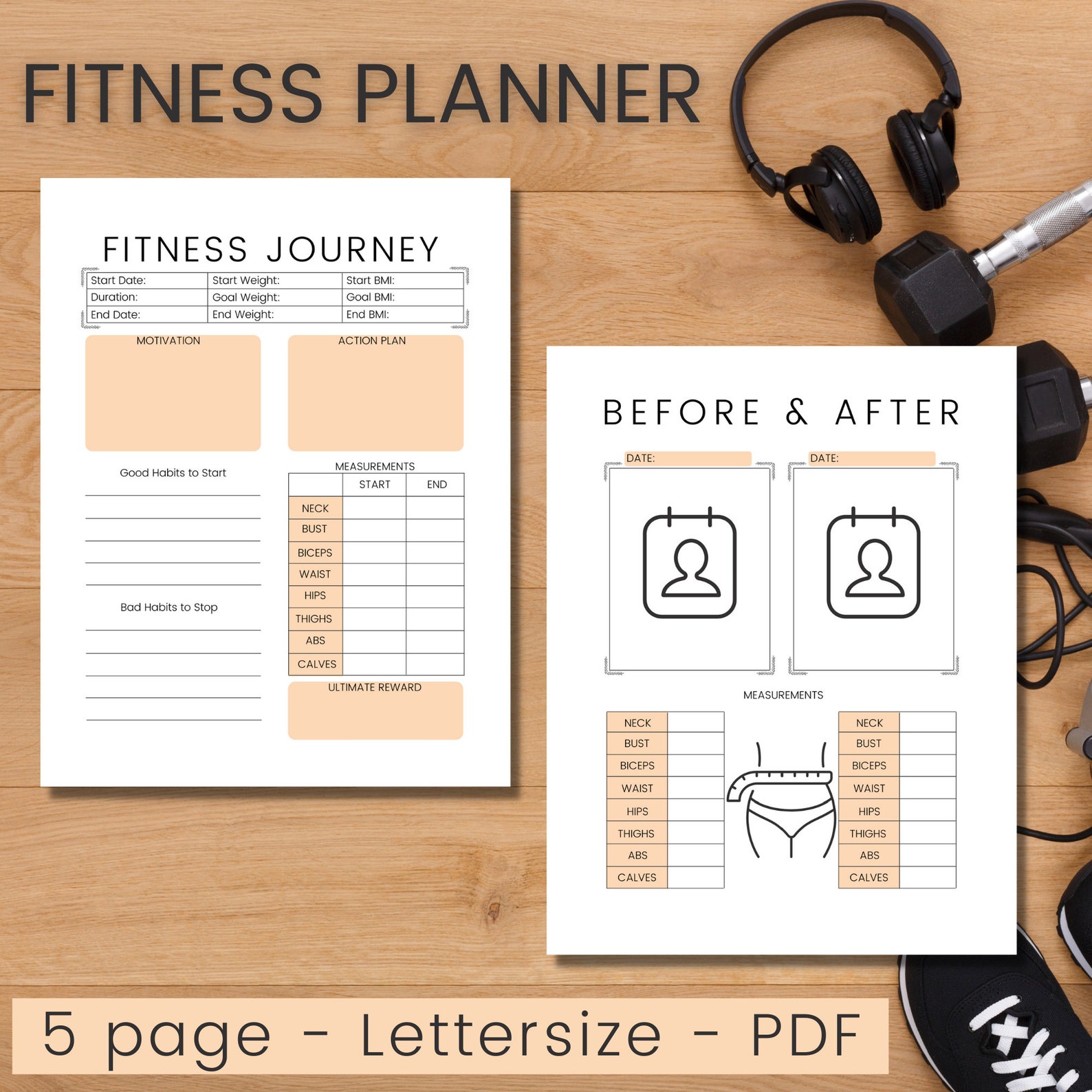 Printable Fitness Goal Planner 2022 Health & Workout Calendar Etsy