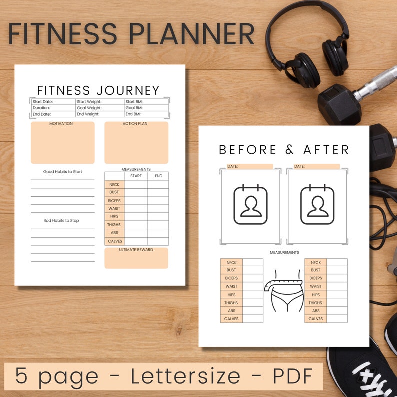 printable fitness goal planner 2022 health workout