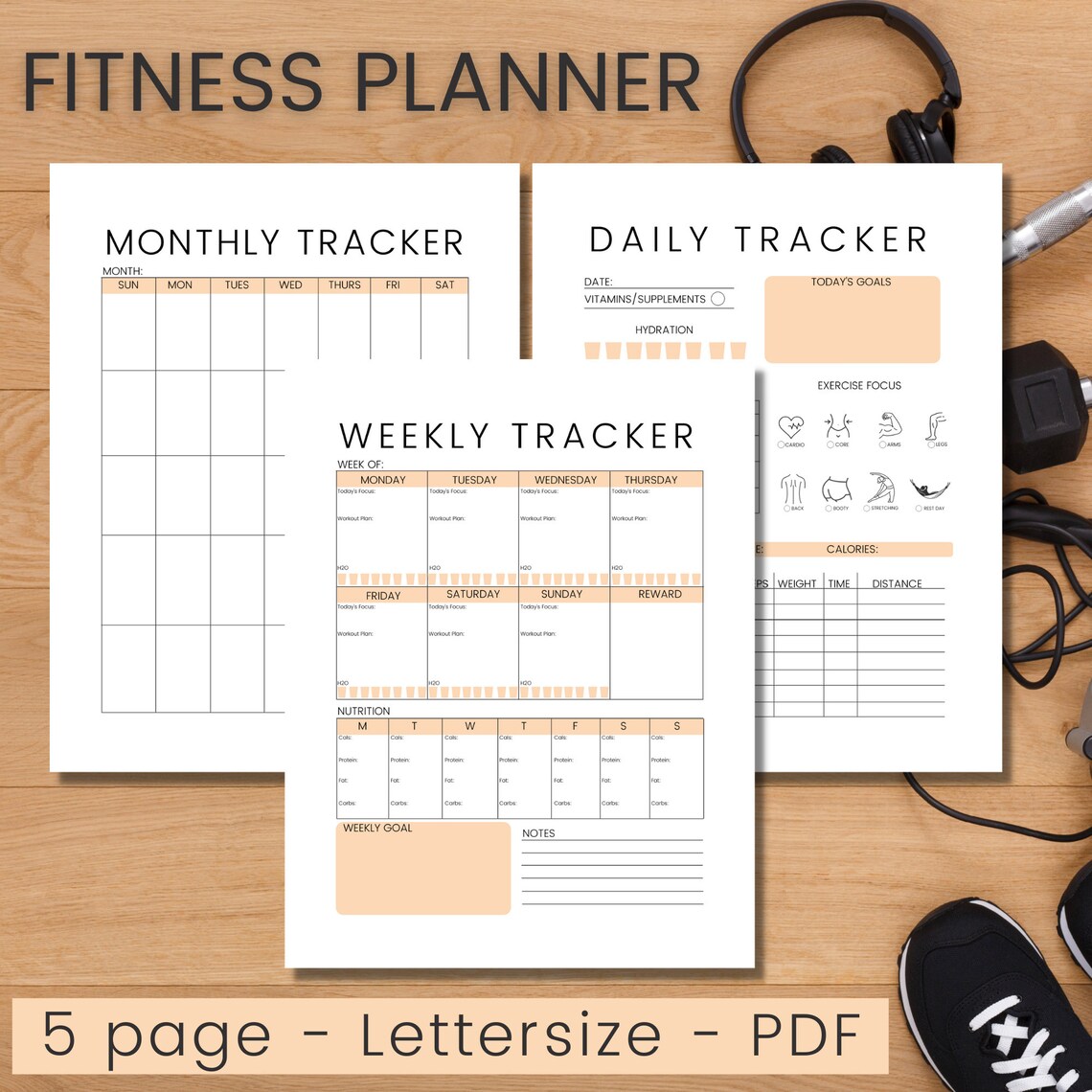 printable fitness goal planner 2022 health workout calendar etsy