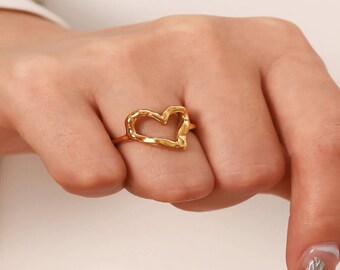 1# BEST Gold Heart Ring Jewelry Gift for Women | #1 Best Most Top Trendy Trending Vintage Gold Heart Ring Gift for Women, Mother, Wife