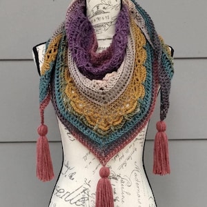 Handmade Crochet Shawl | Cozy Autumn Scarf | Multicolor Scarf | Warm Winter Shawl | Boho Shawl
