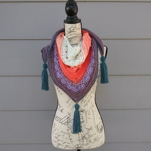 Handmade Crochet Shawl With Tassels | Cozy Autumn Scarf | Multicolor Scarf | Warm Winter Shawl | Boho Shawl
