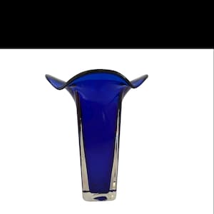 Vintage Cobalt Blue Art Glass Slimline Vase