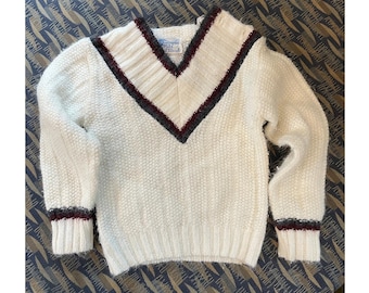 Vintage Toddler 2T V Neck Sweater with Brown and Gray Accents