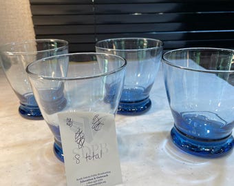 4 Anchor Hocking Light Blue Double Old Fashioned 4" Tumblers