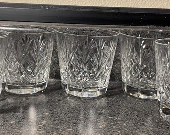 Set of 5 Vintage Waterford Rosslare Cut Crystal 7oz Whiskey Glasses