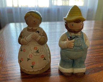 Vintage Otagiri Amish Bauernmann & Ehefrau Salz- und Pfefferstreuer 4"