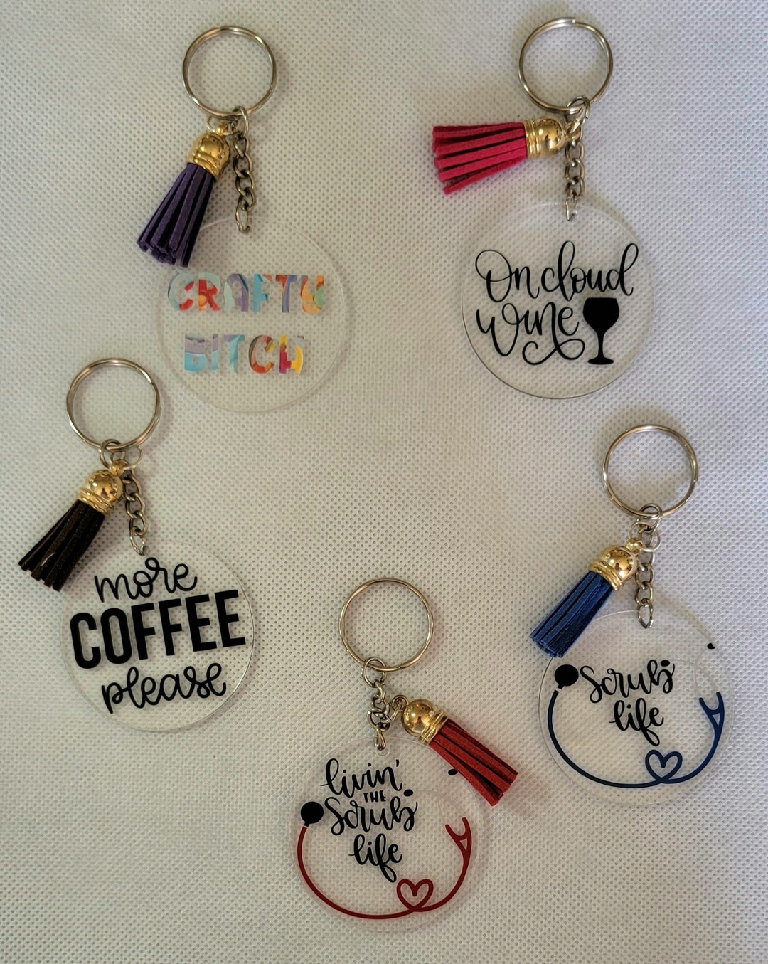 Cute Acrylic Keychains With Coordinating Tassle. Etsy