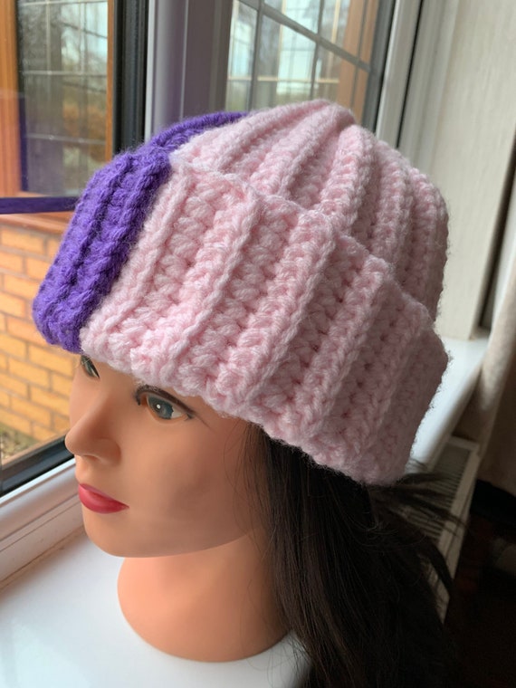 Half Pink/purple Beanie