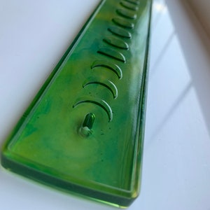 Green and blue moon phase  incense holder